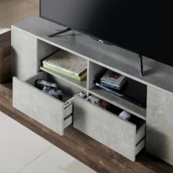 Lums TV Stand For TVs Up To 80" Cement/Reclaimed Oak - MiBasics -Lush Living Store GUEST 993e7b6a c95d 4608 9f60 f14062d5ab34