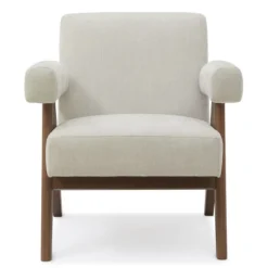 Morgan 19.7" Wide Lounge Armchair Upholstered Seat And Back With Upside Down "V" Shape Design Solid Wood Accent Chair-Maison Boucle -Lush Living Store GUEST 996b9062 3fb8 485e 8680 2b30b7f1ea98