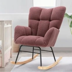 Epping Accent Modern Armchair Faux Shearling Fabric Nursery Glider Rocker, Wingback Chair Rocking Chairs-Maison Boucle -Lush Living Store GUEST 9a13fb79 edd9 46e2 8979 ee6773973274