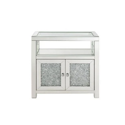 32" Noralie Cabinet Clear Glass/Mirrored/Faux Diamonds - Acme Furniture 3 32" Noralie Cabinet Clear Glass/Mirrored/Faux Diamonds - Acme Furniture