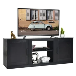 Costway 58'' TV Stand Entertainment Console Center W/ 2 Cabinets For 65'' TV NaturalBlackWalnut -Lush Living Store GUEST 9a911948 08d8 40a8 9d83 7e2cee8c687a
