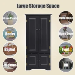 Costway Accent Storage Cabinet Adjustable Shelves Antique 2 Door Floor Cabinet Black -Lush Living Store GUEST 9b2b7b25 5b18 4f81 802f 535cb10e9673