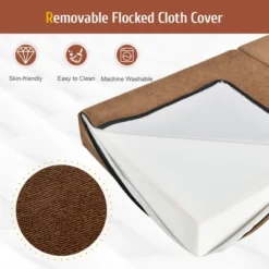 Costway Tri-Fold Fold Down Chair Flip Out Lounger Convertible Sleeper Bed Couch Dorm Brown -Lush Living Store GUEST 9b2e4edb 1654 4cd8 8591 c2e6232e2468