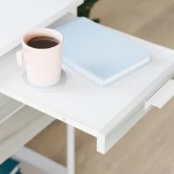 Boulevard Café Mix Material Side Table With Pull Out Tray White - Sauder -Lush Living Store GUEST 9b4717f0 8bf1 48e7 972b bc00eb058530