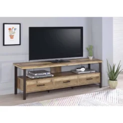 Morello 3 Drawer TV Stand For TVs Up To 80" Weathered Pine - Coaster
