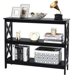 Costway 3-Tier Console Table X-Design Bookshelf Sofa Side Accent Table W/Shelf EspressoBlack -Lush Living Store GUEST 9b8beb2e 1b41 4f2a 857f b7301668417a