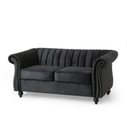 Glenmont Modern Glam Channel Stitch Velvet Loveseat With Nailhead Trim - Christopher Knight Home -Lush Living Store GUEST 9bcec9b3 b948 4d14 84f4 013208c16d65