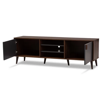 Samuel Finished TV Stand For TVs Up To 55" Walnut Brown/Dark Gray - Baxton Studio 7 Samuel Finished TV Stand For TVs Up To 55" Walnut Brown/Dark Gray - Baxton Studio - Image 5