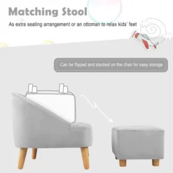 Costway Kids Sofa Chair W/ Ottoman Toddler Single Sofa Velvet Upholstered Couch GreyPink -Lush Living Store GUEST 9c9085b3 dc21 4f7d be91 d31a6a6883e6