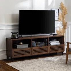 Visconti Boho Slat Door Storage Console TV Stand For TVs Up To 80" - Saracina Home -Lush Living Store GUEST 9d6c3b75 5e91 4f4a 93a4 351b5dfd97a4