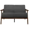 Carlson Velvet Upholstered Loveseat In Dark Gray And Dark Walnut - Lexicon