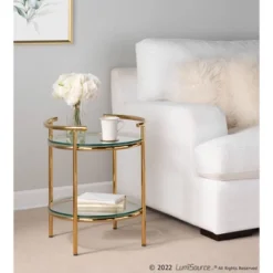 Rhonda Side Table Gold/Clear Glass - LumiSource -Lush Living Store GUEST 9e5ee283 be65 4b5d 8bc2 1213c6cf31ca