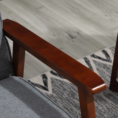 HOMCOM Modern Upholstered 2-Seat Loveseat Sofa With Linen-Touch Fabric And Rubberwood Legs, Gray 6 HOMCOM Modern Upholstered 2-Seat Loveseat Sofa With Linen-Touch Fabric And Rubberwood Legs, Gray - Image 4