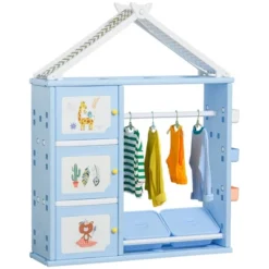 Qaba Kids Toy Storage Organizer With 2 Bins, Coat Hanger, Bookshelf And Toy Collection Shelves -Lush Living Store GUEST 9e9fcc8c 7136 40e7 a403 ba8ffc3d16af