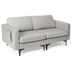 Costway Modern Loveseat Leathaire Fabric 2-Seat Sofa Couch W/ Side Storage Pocket -Lush Living Store GUEST 9ea9e3ec 609b 427e ac82 e8cfb9df8207