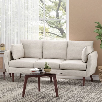 Feichko Contemporary Fabric Pillow Back 3 Seater Sofa - Christopher Knight Home 3 Feichko Contemporary Fabric Pillow Back 3 Seater Sofa - Christopher Knight Home