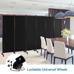 Costway 6-Panel Folding Room Divider 6FT Rolling Privacy Screen With Lockable Wheels Black/Brown/Grey/White -Lush Living Store GUEST 9ee34660 5c00 4f1f 9fc0 cf9d9f143021