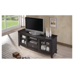 Walda Wood Cabinet With 2 Sliding Doors And 1 Drawer TV Stand For TVs Up To 60" Dark Brown/Gray - Baxton Studio -Lush Living Store GUEST 9f09957a a777 49ef 99ba 842d275e8cda