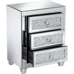 Studio 55D Modern Mirrored Rectangular Accent Side End Table 20" X 14" With 3-Drawer Silver Glass Crystal Living Room Home House 13 Studio 55D Modern Mirrored Rectangular Accent Side End Table 20" X 14" With 3-Drawer Silver Glass Crystal Living Room Home House -Lush Living Store GUEST 9f558317 534a 4e3f b705 3ae09b3ebdff