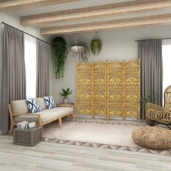 Traditional 4 Panel Fine Carved Room Divider Screen Gold - Olivia & May -Lush Living Store GUEST 9f6ff958 47a0 431b 8609 8cda88c722c4
