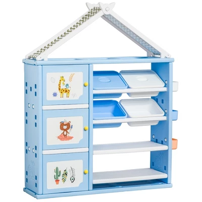 Qaba Kids Toy Storage Organizer With 4 Bins, Storage Cabinets, Bookshelf And 4-Layers Toy Collection Shelves 10 Qaba Kids Toy Storage Organizer With 4 Bins, Storage Cabinets, Bookshelf And 4-Layers Toy Collection Shelves - Image 8