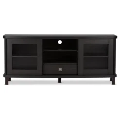 Walda Wood Cabinet With 2 Sliding Doors And 1 Drawer TV Stand For TVs Up To 60" Dark Brown/Gray - Baxton Studio -Lush Living Store GUEST 9faebf97 9e11 4f07 8eea b492ac6d1041