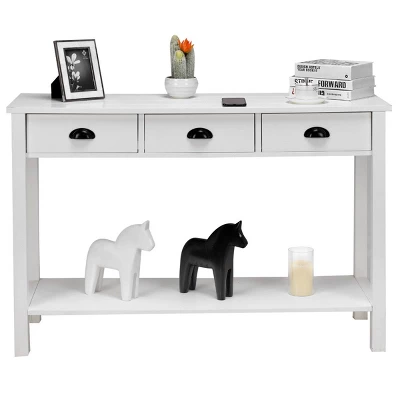 Costway 47" Console Table Hall Table Side Desk Accent Table Drawers Shelf Entryway White 9 Costway 47" Console Table Hall Table Side Desk Accent Table Drawers Shelf Entryway White - Image 7