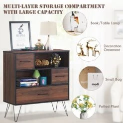 Costway Sideboard Storage Cabinet Multipurpose Display Unit W/Metal Leg & Drawers Walnut 16 Costway Sideboard Storage Cabinet Multipurpose Display Unit W/Metal Leg & Drawers Walnut -Lush Living Store GUEST a03923d9 bddf 4444 81fe ea6d955c2aa5
