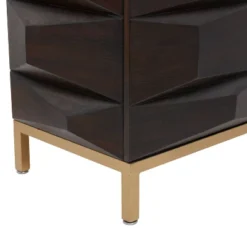 Contemporary Bold Facet Carved Wood Side Cabinet Brown - Olivia & May -Lush Living Store GUEST a0a86305 29cd 4825 86aa b32c687ba72b