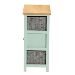 Valtina Two-Tone Wood 3 Drawer Storage Unit With Baskets Oak Brown/Gray/Mint Green - Baxton Studio -Lush Living Store GUEST a0c6aacc 860b 43a2 8b4e d8a35a3bdc21
