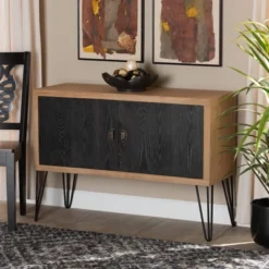 Denali Wood And Metal Storage Cabinet Brown/Black - Baxton Studio -Lush Living Store GUEST a1d24f3f 3a11 48fd 91bd aa927492d785