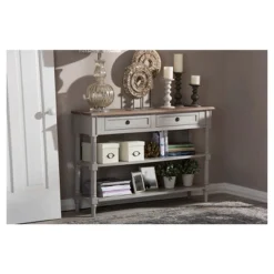 Edouard French Provincial Style Console Table With 2 Drawers - White/Light Brown - Baxton Studio -Lush Living Store GUEST a1e57989 548f 4abc 8c85 9c599163dfdb