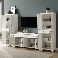 3pc Tara Entertainment Set With Closed Storage Distressed White - Crosley -Lush Living Store GUEST a1e8bb60 3fc2 40f1 bccf 0e94a12c872b