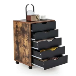 Costway 5 Drawer Chest Storage Dresser Floor Cabinet Organizer With Wheels Rustic Brown -Lush Living Store GUEST a1e8d0de 624e 4bf1 ab36 4bdc5f3ec925