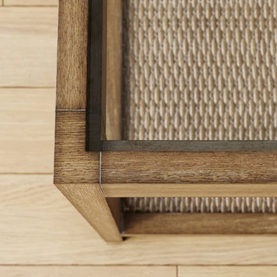 Hayes Solid Wood Rattan And Glass Top Side Table Brushed Light Brown - Nathan James 6 Hayes Solid Wood Rattan And Glass Top Side Table Brushed Light Brown - Nathan James - Image 4