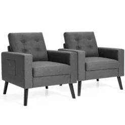Costway Set Of 2 Accent Armchairs Upholstered Single Sofa Chairs W/ 2-Side Pockets 24 Costway Set Of 2 Accent Armchairs Upholstered Single Sofa Chairs W/ 2-Side Pockets -Lush Living Store GUEST a24055ae 5974 42c9 9784 25533c62bd07
