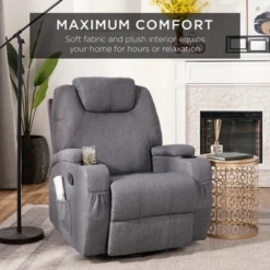 Best Choice Products Executive Swivel Massage Recliner Chair W/ Remote Control, 5 Modes, 2 Cup Holders - Gray -Lush Living Store GUEST a26fac0c 9ae9 48af 9a67 040dbc8b1bf3