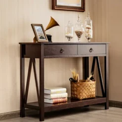 Costway Console Table Accent Sofa Side Table With Drawer Shelf Entryway Espresso -Lush Living Store GUEST a2906b4f b04b 4bd3 a636 ab283f45fb02