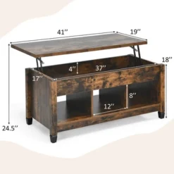 Costway Lift Top Coffee Table W/ Hidden Compartment And Storage Shelves Coffee -Lush Living Store GUEST a2943287 dfbe 4799 bd11 14f924b02571
