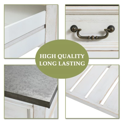 LuxenHome Farmhouse Distressed White Wood Console Table With Storage 5 LuxenHome Farmhouse Distressed White Wood Console Table With Storage - Image 3