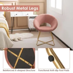 Costway Modern Velvet Accent Chair Upholstered Vanity Leisure Chair With Metal Legs -Lush Living Store GUEST a2e6a77d 4a08 49ab a8c5 f0519ca3bf01