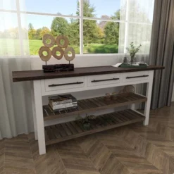 Farmhouse Wood Rectangle Console Table White - Olivia & May -Lush Living Store GUEST a30170ba 388f 4836 8ab4 37a63552e78c