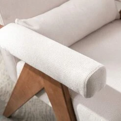 Megan 27.56" Wide Upholstered Fabric Seat And Lumbar Pillow With Walnut "V" Shape Solid Wood Legs Accent Chair With Arm Pads-The Pop Maison -Lush Living Store GUEST a3d0dd18 4b02 4bb1 82bd 0fcdb27b2b85