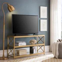 48" Modern X-Sided Gold And Bras Metal TV Stand - Henn&Hart 15 48" Modern X-Sided Gold And Bras Metal TV Stand - Henn&Hart -Lush Living Store GUEST a4029ac2 d488 4a16 b51d f80aeac471bc