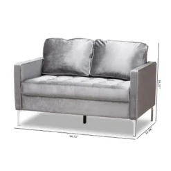 Baxton Studio Clara Velvet Fabric Upholstered 2 Seater Loveseat Gray - BaxtonStudio 15 Baxton Studio Clara Velvet Fabric Upholstered 2 Seater Loveseat Gray - BaxtonStudio -Lush Living Store GUEST a4715d64 87a8 4209 937c d4e7827fb55a
