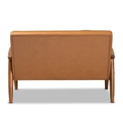 Sorrento Mid-Century Faux Leather Upholstered Wood Loveseat Walnut/Brown - Baxton Studio -Lush Living Store GUEST a4c7317a 77ee 483b a6c0 2a23b52efe49