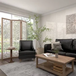 Farmhouse Wood Patterned Room Divider Screen White - Olivia & May -Lush Living Store GUEST a4d02a82 01eb 425d 8aac 010fcb1b8bef