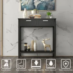 Costway Accent Console Table Entryway Sofa Foyer Table Storage Shelf W/2 Drawers -Lush Living Store GUEST a5b218cb 92a3 4223 862c 4445940b63d9