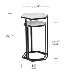 Set Of 2 Memthy Faux Marble Nesting Tables Black/Gold - Aiden Lane -Lush Living Store GUEST a603bb5f e842 4039 a7c7 9b2237243472