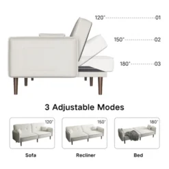 Convertible Futon Sofa Bed With Wooden Legs - ModernLuxe -Lush Living Store GUEST a6435b2a 5f55 4bfe a975 c219573059c5